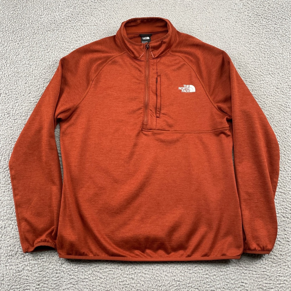 The North Face Pullover Mens L Orange 1/4 Zip Fleece Jacket Canyonlands Pocket